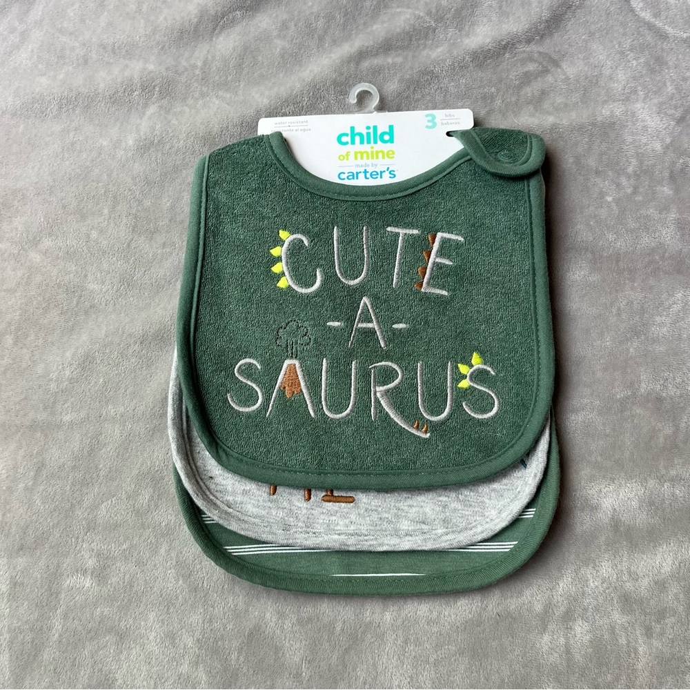 Carter's Playful Green and Gray Bib